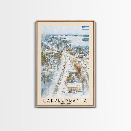 Lappeenranta Finland Travel Poster Framed Canvas Print, Scenic Landscape, Watercolor Painting, Wall Art, Home Decor, Travel Print, Artistic Gift