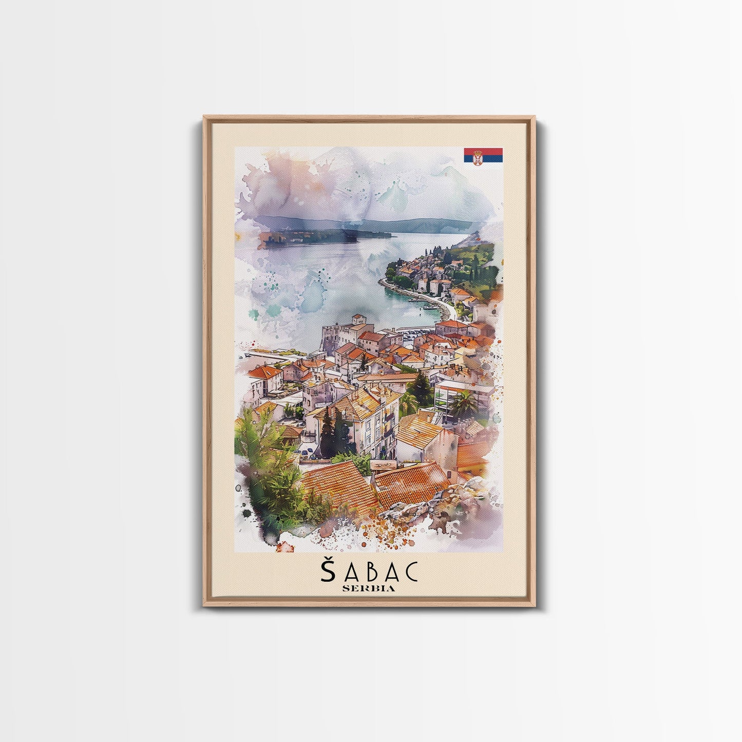 Picturesque Acharnes Greece Coastal Village, Framed Canvas Print, Living Room Art, Mediterranean Style, Home Decoration