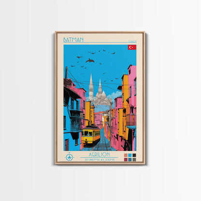 Batman Turkey Travel Poster Framed Canvas Print, Midcentury Modern Art, Pop Art Wall Decor, Home Decor, Vacation Gift, Living Room Art