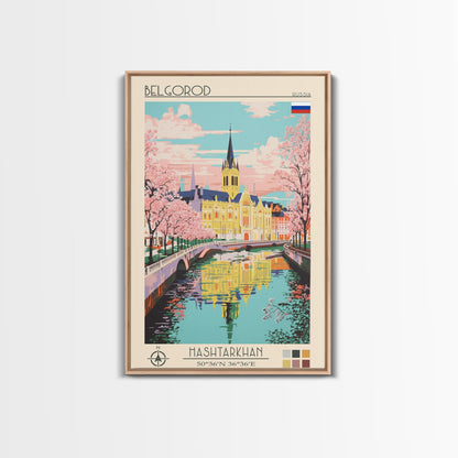 Belgorod Russia Travel Poster Framed Canvas Print, Midcentury Modern Art, Pop Art Wall Decor, Home Decor, Vacation Gift, Living Room Art