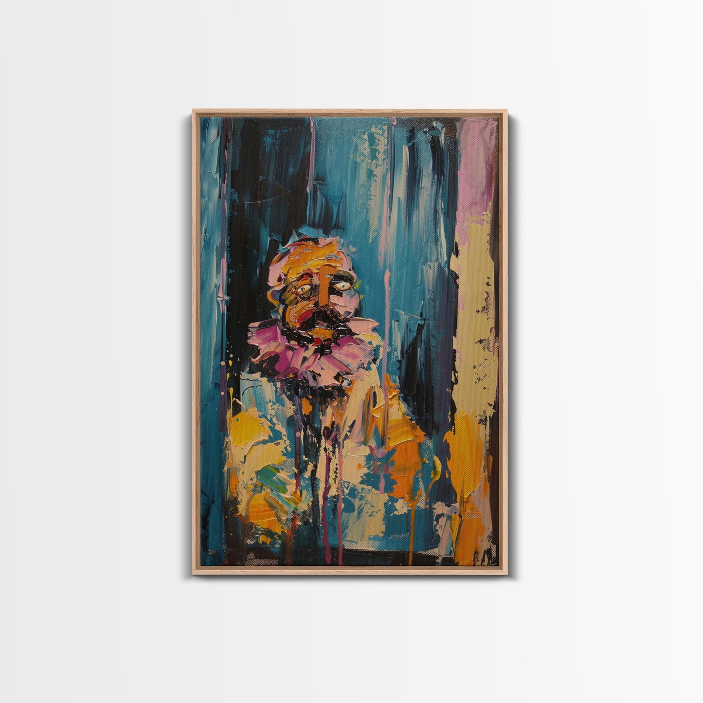 Halloween Ghost with Apple, Framed Canvas Print, Wall Art, Spooky Decor, Halloween Decoration, Living Room Art, Unique Gift