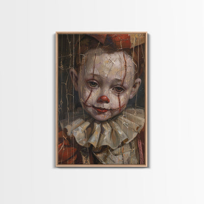 Haunting Clown with Cracked Face - Spooky Halloween Art Print - Creepy Home Decor - Scary Clown Wall Art - Perfect Halloween Decoration