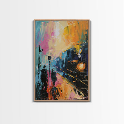 Haunted Carnival Ride at Night Framed Canvas Print, Halloween Wall Art, Spooky Home Decor, Ghostly, Haunted Amusement Park, Halloween Art