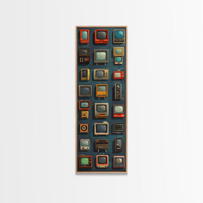 Retro Televions Framed Canvas Print, Retro Decor, Man Cave Art, Gift For Him