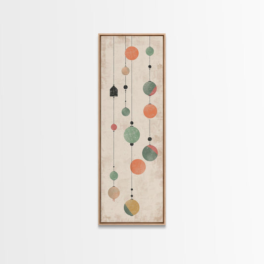 Abstract Hanging Lanterns On A Rustic Background – Framed Canvas Print With Skinny Art And Tall Art In Ukiyo-E Art And Japanese Style Art