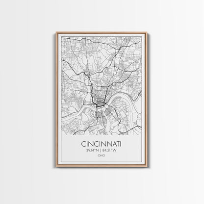 Cincinnati Street Map, Ohio Map, City Map Art, Minimalist Art, Wall Art, Canvas Print, Canvas Wall Art, Travel Wall Décor, Gift For Her