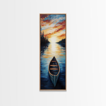 Sunset Canoe Reflection Canvas Print Coastal Landscape Art Nautical Decor Rustic Wall Art Lake Tahoe Art Above Bed Wall Art