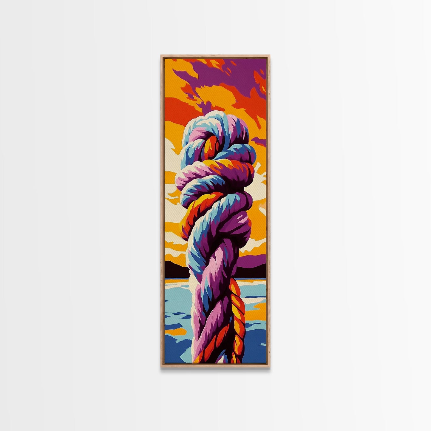 Nautical Knot at Sunset Framed Canvas Print coastal decor nautical painting ocean art coastal cowgirl wall art gift idea for her