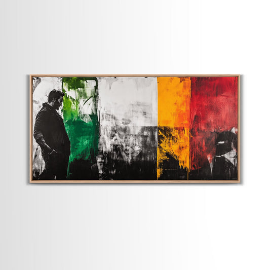 Abstract Portrait, moody art, dark romance painting, chicano art, black and white painting, modern wall decor, Framed Canvas Print