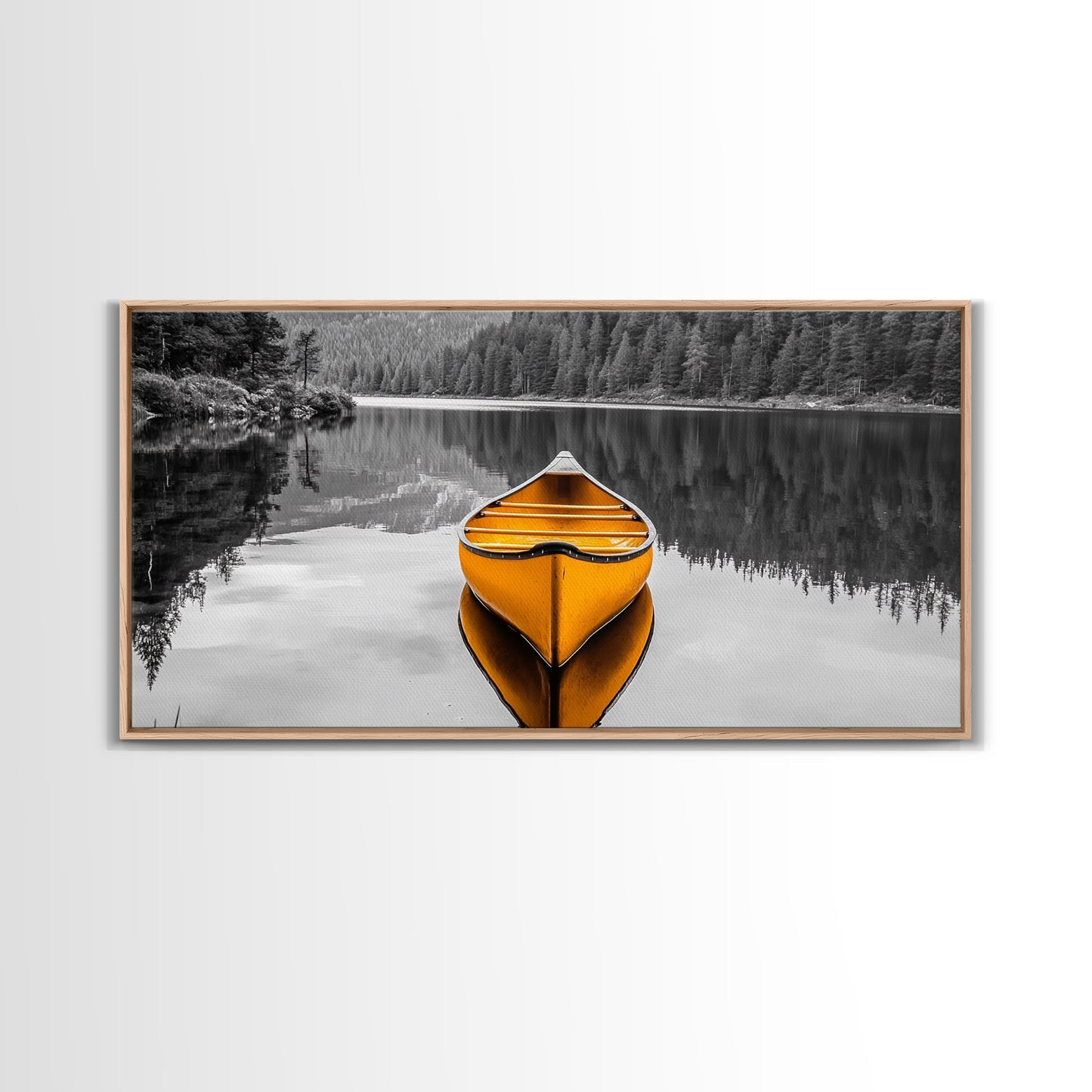 Reflections of Nature, lake Tahoe art, pine tree art, landscape painting, nature wall art, extra wide art, panoramic art, Canvas Print