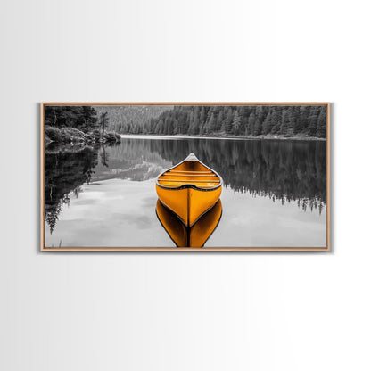 Reflections of Nature, lake Tahoe art, pine tree art, landscape painting, nature wall art, extra wide art, panoramic art, Canvas Print