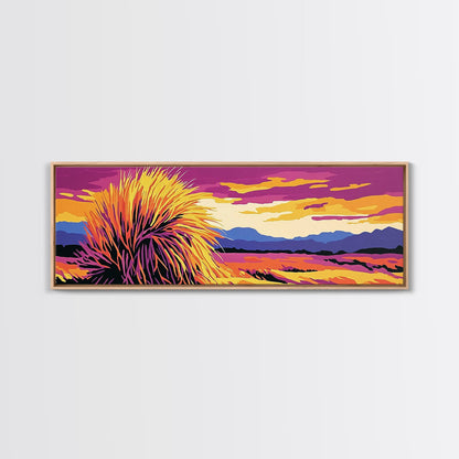 Kunst aus der Südwest-Wüste, Joshua-Tree-Kunst, Wandkunst in Pink und Orange, Sonnenuntergangsgemälde, abstrakte Kunst, gerahmter Leinwanddruck, extra breite Kunst