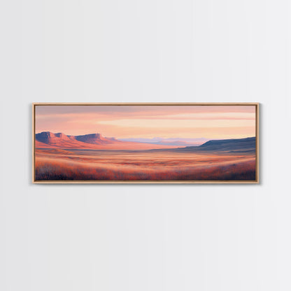 Mountain painting, landscape painting, southwest wall art, extra wide art, panoramic art, framed canvas print, Joshua tree art, moody art