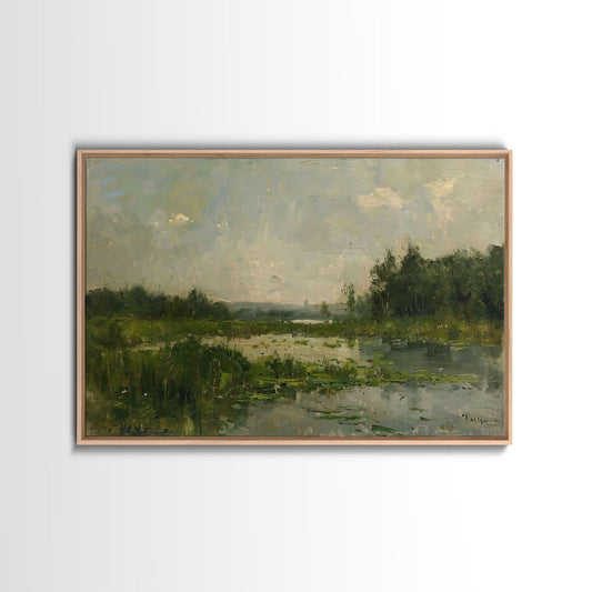 By The Water - Framed Canvas Print, English Landscape, Painting Print On Canvas Or Metal, Living Room Decor