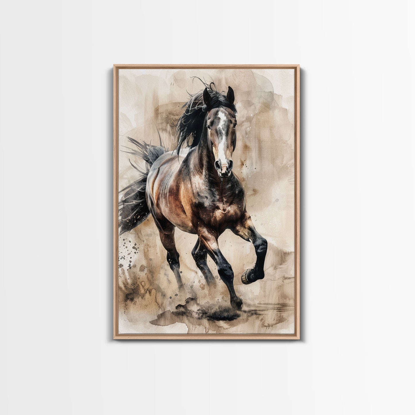 Galoppierendes Pferd in Bewegung – Gerahmter Leinwanddruck, Lebendige Wohnzimmerkunst, Farbtupfer fürs Schlafzimmer, Reitkunst, Wandbild