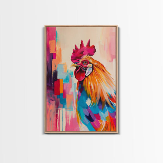 Bright Abstract Floral Framed Canvas Print - Modern Wall Art, Living Room Decor, Colorful Flower Art for Bedroom, Home Decoration