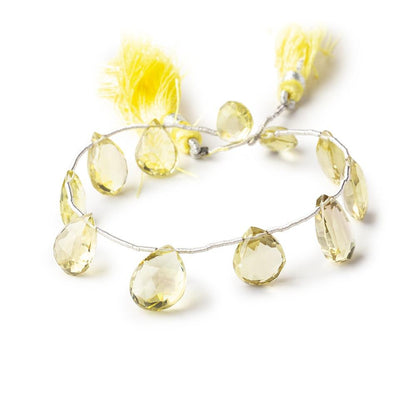 10-12mm Lemon Quartz Faceted Pear Beads 6.5 inch 11 pieces