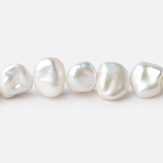 9mm Off White Keshi side drilled Freshwater Pearls 15.75 inch 40 Beads AAA