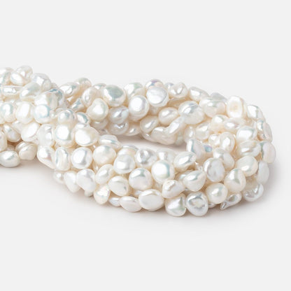 9mm Off White Keshi side drilled Freshwater Pearls 15.75 inch 40 Beads AAA