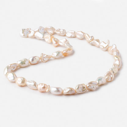 10-12mm Peach Straight Drilled Keshi Freshwater Pearls 15.5 inch 38 pieces