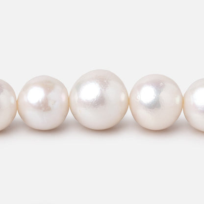 10-14mm White Off Round Freshwater Pearls 16 inch 38 Beads AA