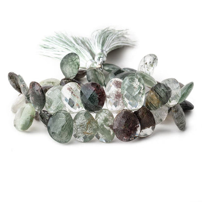 10-16mm Moss & Tourmalinated Quartz Faceted Free Shape 8 inch 41 Beads