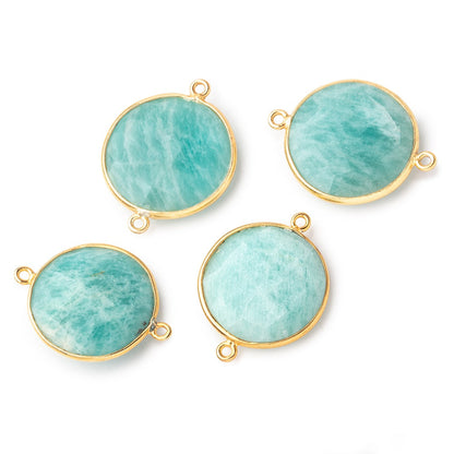 22mm Vermeil Bezeled Amazonite Coin Focal Bead Connector 1 pc