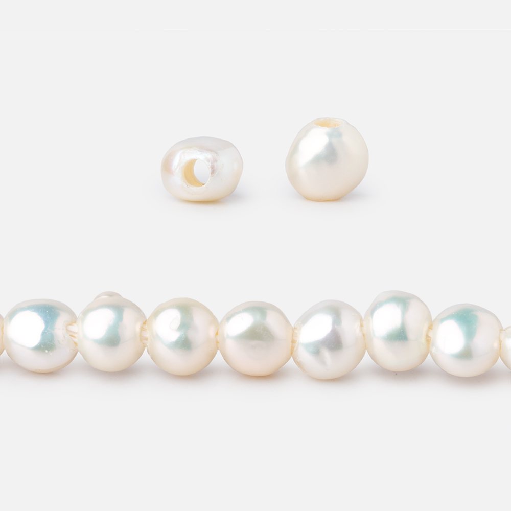 5-6mm Cream Baroque 2mm Large Hole Pearls 15 inch 64 pieces