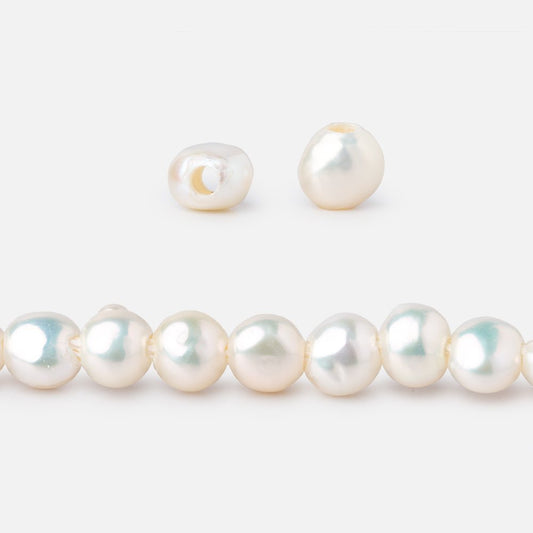 5-6mm Cream Baroque 2mm Large Hole Pearls 15 inch 64 pieces