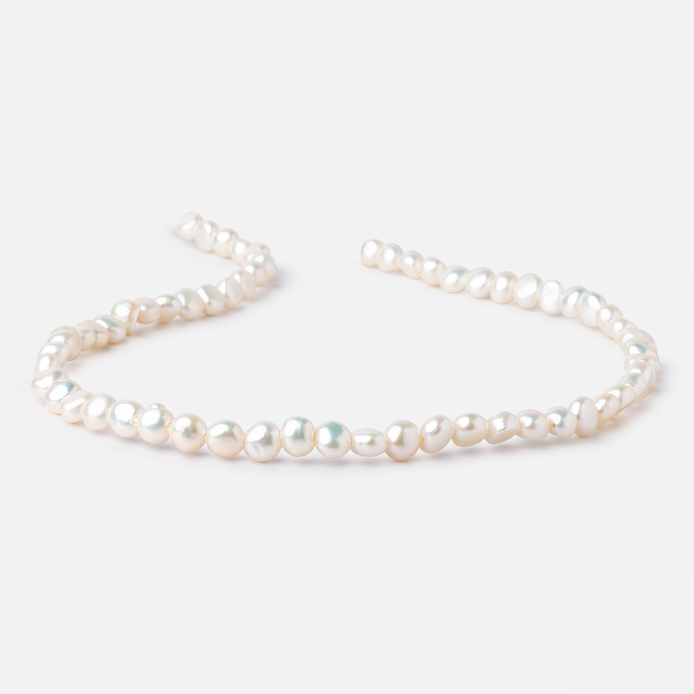 5-6mm Cream Baroque 2mm Large Hole Pearls 15 inch 64 pieces