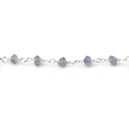 3-3.5mm Iolite faceted rondelle Silver plated Chain by the foot 39 pieces