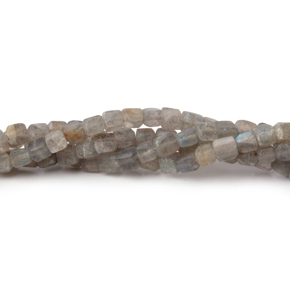 3-4mm Matte Labradorite Plain Cube Beads 7.5 inches 48 pieces