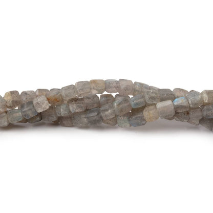 3-4mm Matte Labradorite Plain Cube Beads 7.5 inches 48 pieces