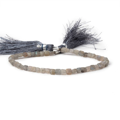3-4mm Matte Labradorite Plain Cube Beads 7.5 inches 48 pieces