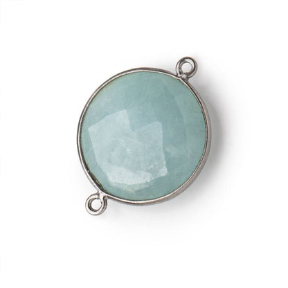 21mm Black Gold Bezeled Aquamarine Coin Focal Bead Connector 1 pc