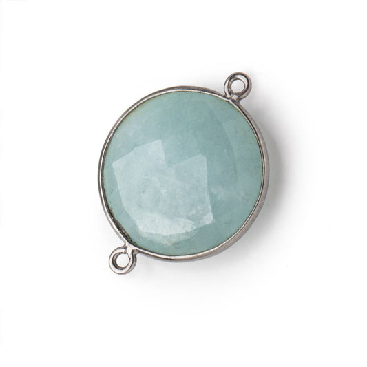 21mm Black Gold Bezeled Aquamarine Coin Focal Bead Connector 1 pc