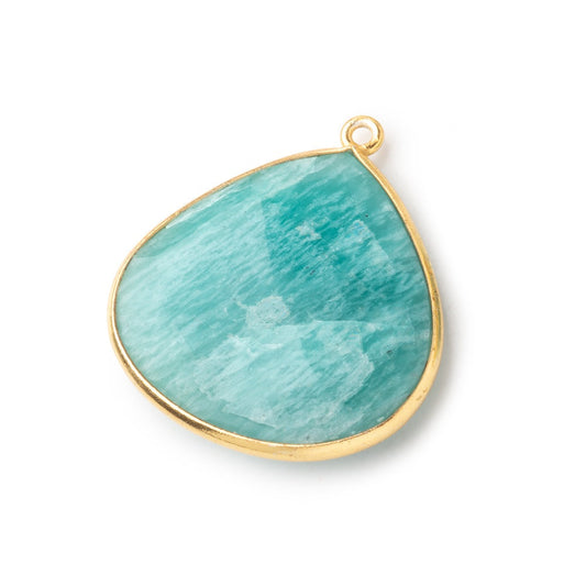 26x26mm Vermeil Bezeled Amazonite Heart Focal Bead Pendant 1 pc