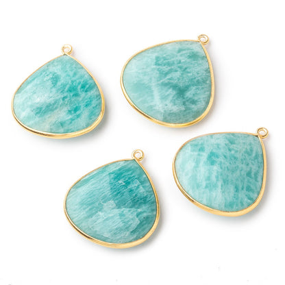 26x26mm Vermeil Bezeled Amazonite Heart Focal Bead Pendant 1 pc