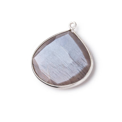 26x26mm Silver Bezeled Chocolate Moonstone Heart Focal Pendant 1 pc