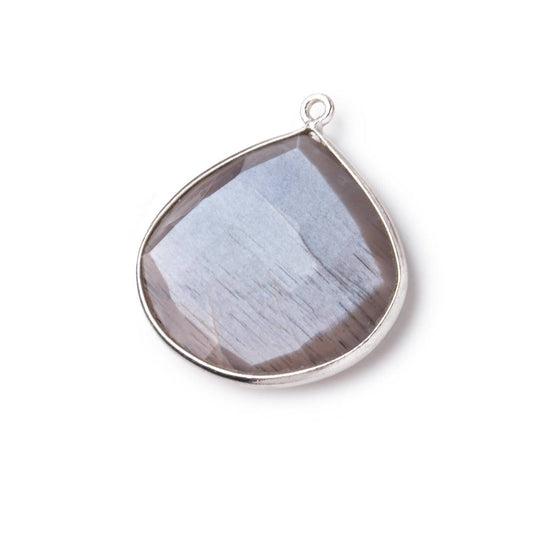26x26mm Silver Bezeled Chocolate Moonstone Heart Focal Pendant 1 pc