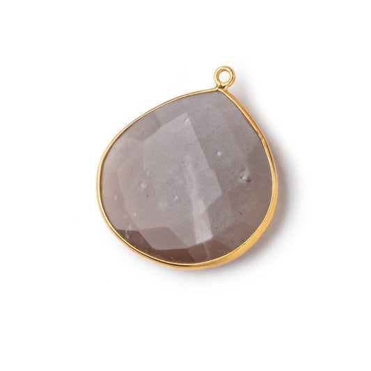 26x26mm Vermeil Bezeled Chocolate Moonstone Heart Focal Pendant 1 pc