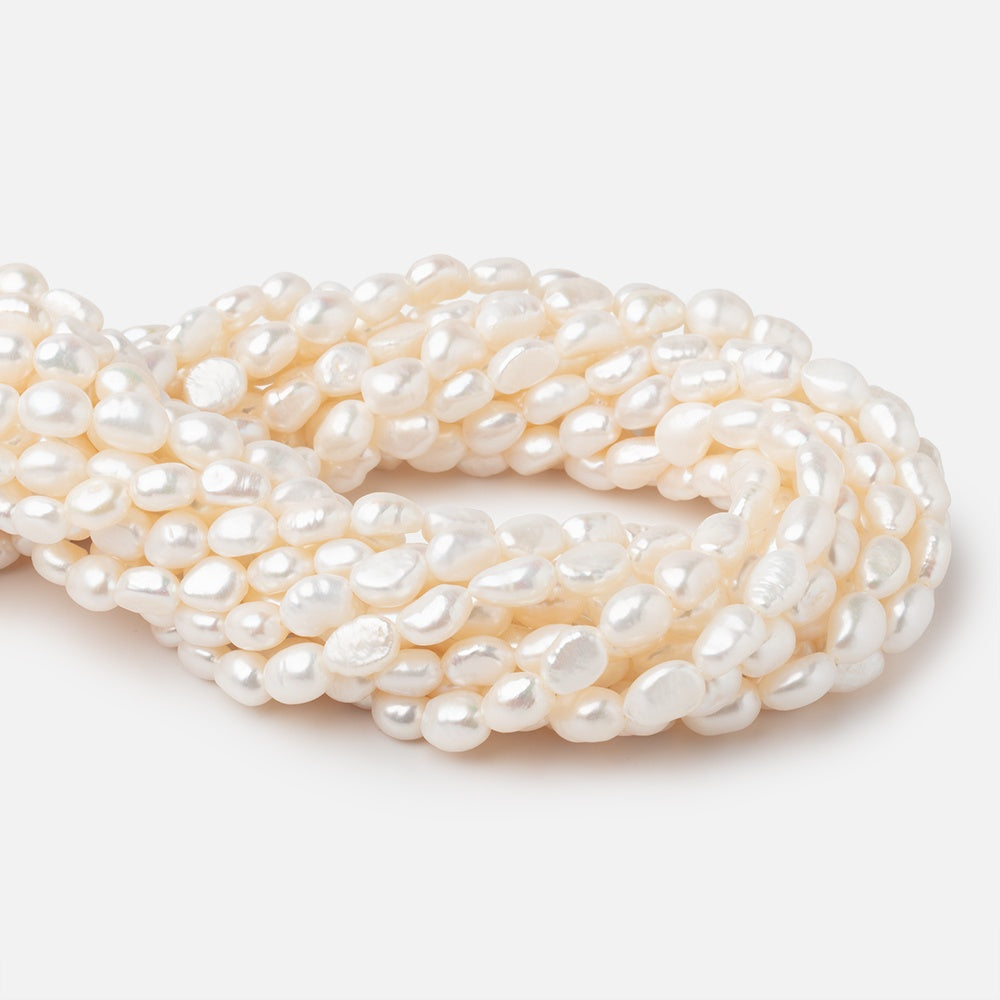 7x6.5-10x7mm Creamy White Baroque Freshwater Pearl 16 inch 35 Beads