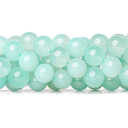 10.5-11mm Sky Blue Chalcedony Plain Rounds 12.5 inch 30 beads