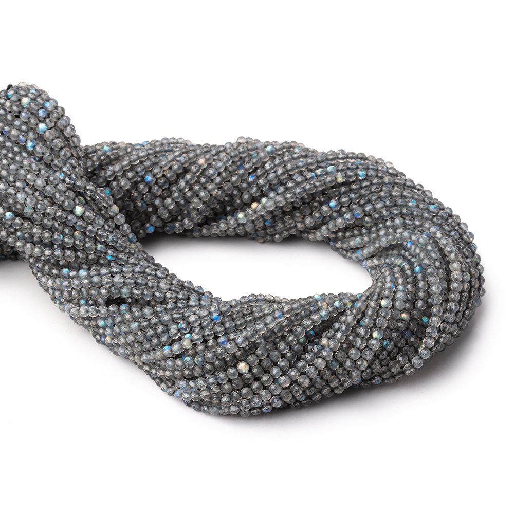2.3mm Labradorite Micro Faceted Rounds 12.5 inch 136 beads