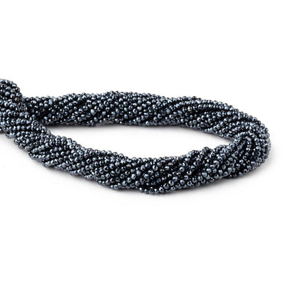 2mm Mystic Black Spinel micro-faceted rounds 13 inch 175 beads AAA