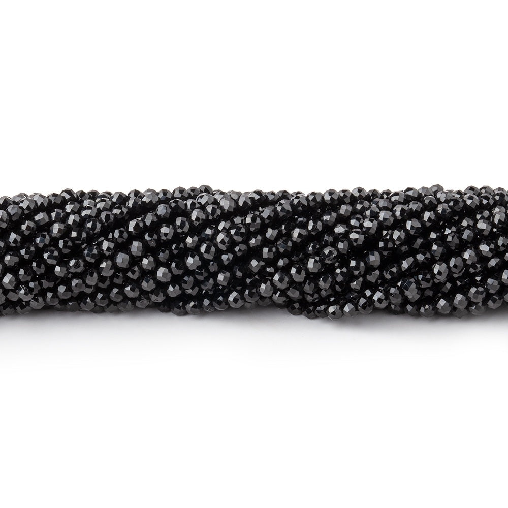 2.2mm Black Spinel micro-faceted rounds 13 inch 175 beads AAA