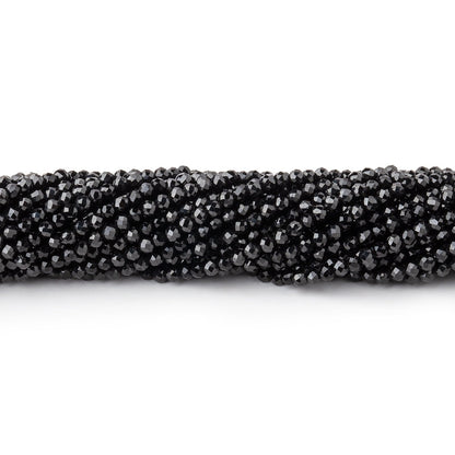 2.2mm Black Spinel micro-faceted rounds 13 inch 175 beads AAA