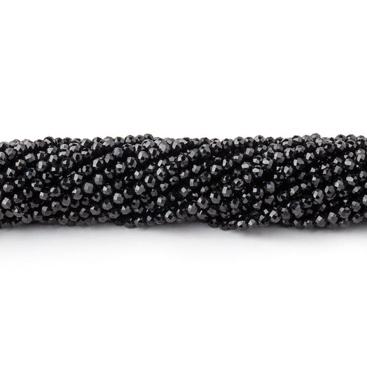 2.2mm Black Spinel micro-faceted rounds 13 inch 175 beads AAA