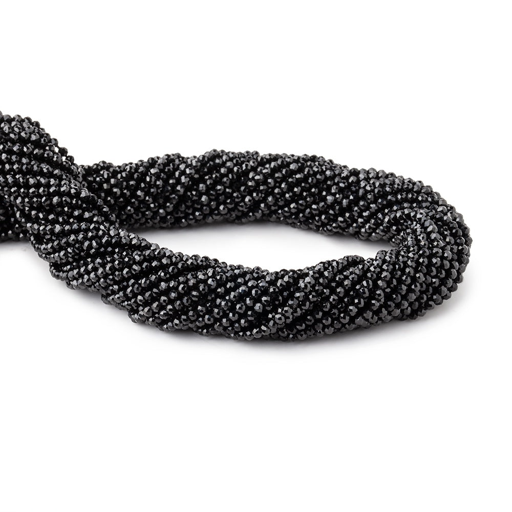 2.2mm Black Spinel micro-faceted rounds 13 inch 175 beads AAA