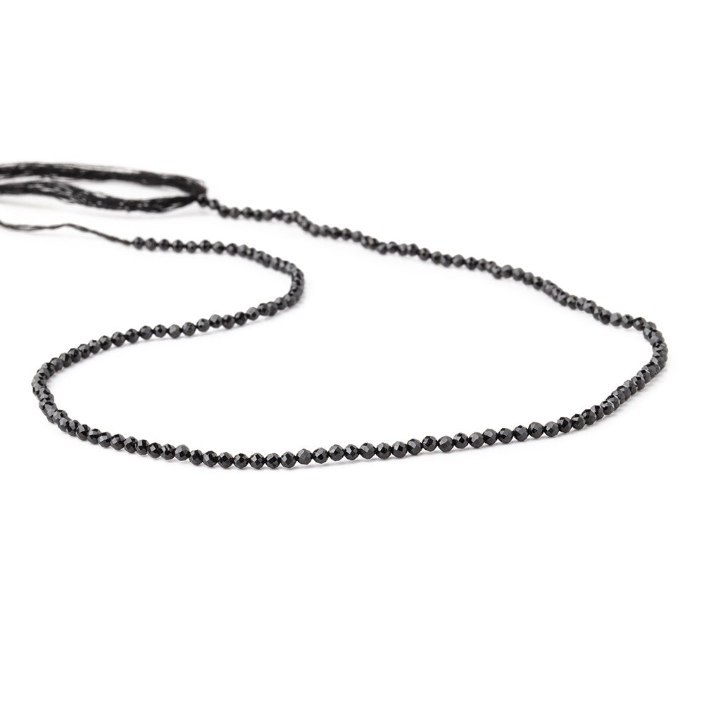 2.2mm Black Spinel micro-faceted rounds 13 inch 175 beads AAA